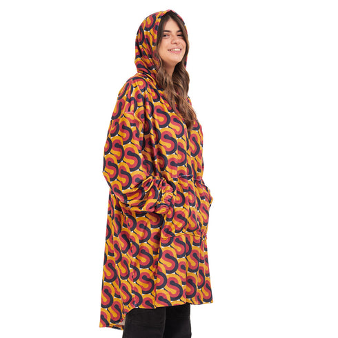 Snuggs Blanket Hoodie Red Geometric